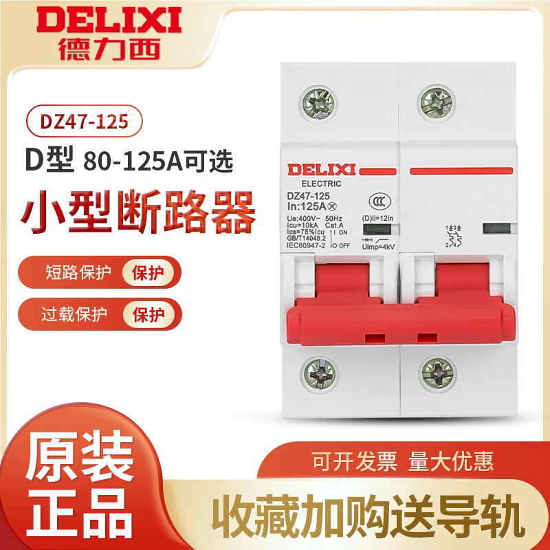 Delixi air switch D type high current dz47 household 2P high power switch 100a circuit breaker 220 100A 2P