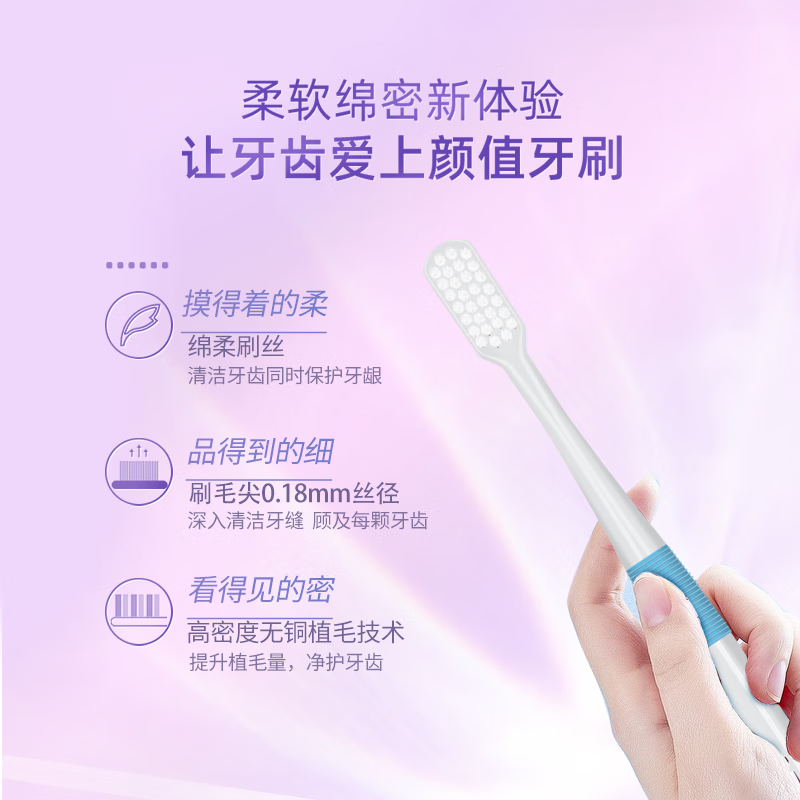 Kejiekejing adult fine filament soft bristle toothbrush 5 family pack, care for gums, clean mouth, high-density hair transplantation, compact brush head