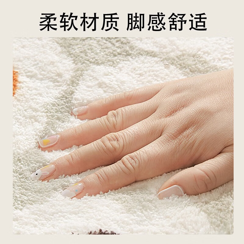 Beautiful Morning Cream Style Master Bedroom Bedside Rug Irregular Shape Imitation Cashmere Thickened Bedside Rug Machine Washable Living Room Blanket Springfield Travel Notes Dotted Plastic Bottom Sheep Velvet - Small Wave 40*120cm Comfortable for Feet