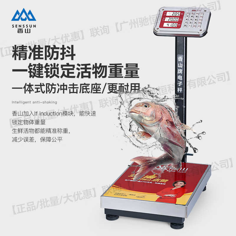 Xiangshan Not on the Shelf Scale 150kg Small Platform Scale 300kg Small Vegetable and Fruit Factory Accurate Weighing Scale All Stainless Steel Waterproof Scale 300kg Red Letter