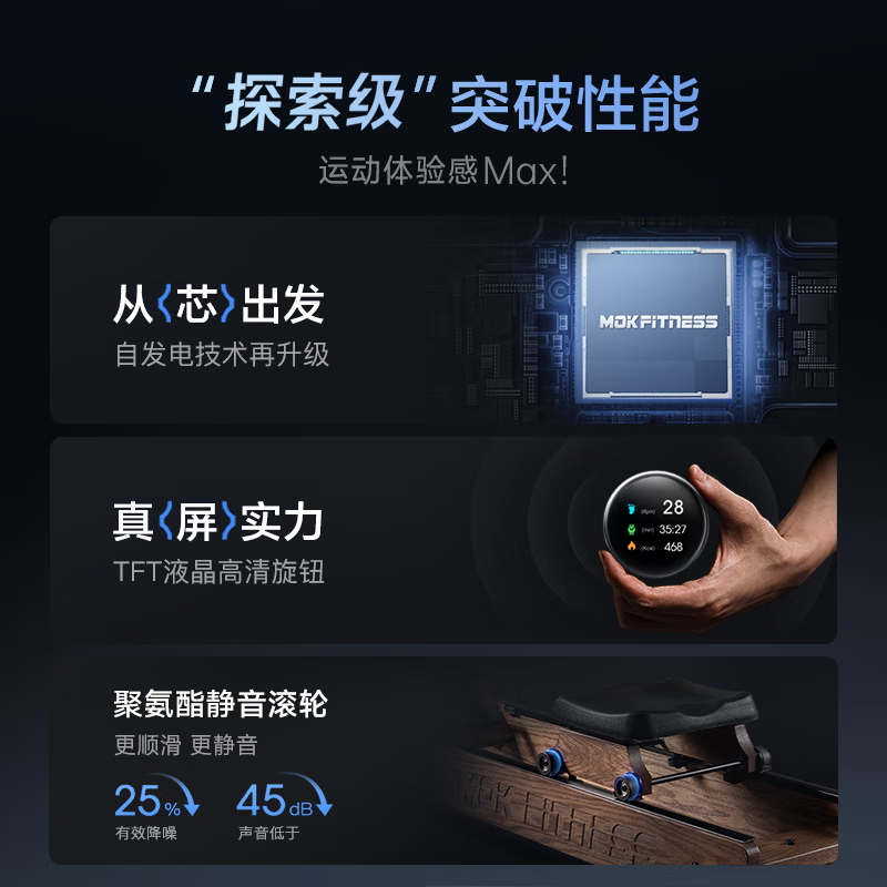 MOKFITNESS (Mokeng) M30 rowing machine hydromagnetic dual resistance household smart folding water resistance rowing machine fitness equipment M30zES flagship self-generated foldable