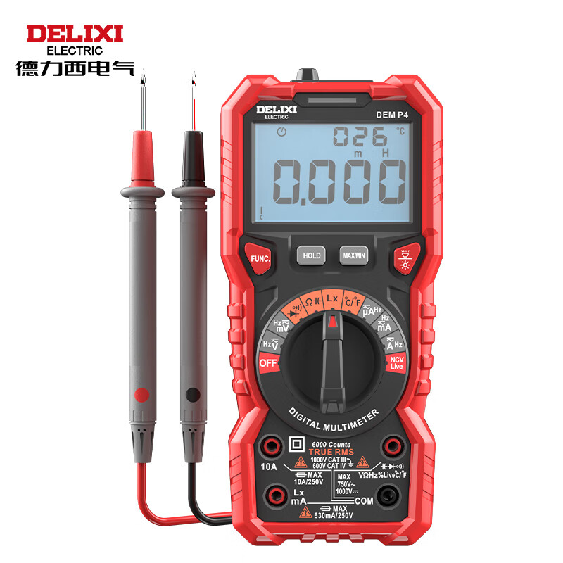 Delixi Electric digital multimeter household intelligent anti-burn high-precision multimeter P4 with inductance measurement