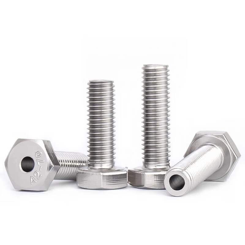 Jinchao 304 stainless steel external hexagonal hollow screw hollow bolt mask machine threading screw M6M8M10M12 M10*16 hole 5.2 mm (1 set) with nut