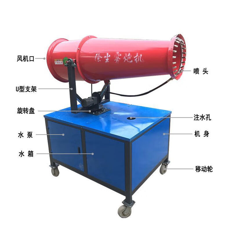 Ji Litian factory direct sales dust removal environmental protection fog cannon machine dust prevention and dehumidification construction site construction dust removal special automatic sprayer 15 meters gasoline power thickened and enhanced version