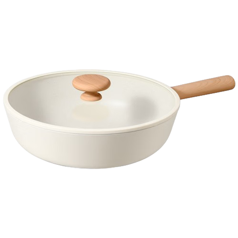 BOUCLEME non-stick pot set household ceramic flat-bottomed frying pan cooking pot wok wok gas induction cooker suitable for ceramic non-stick soup pot + wok 2-piece set