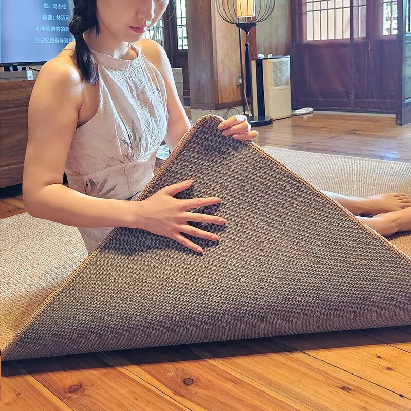 Little Brown Bear bay window mat, universal floor mat for all seasons, imitation sisal non-slip window sill mat, home balcony Zen tea mat, living room tea table carpet, high-end sense - camel, moisture-proof and stain-resistant cotton bottom, customized size, contact customer service, returns and exchanges not supported
