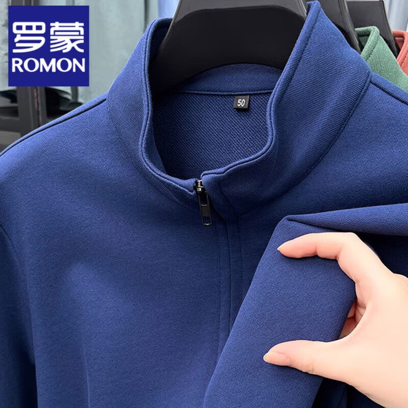 Romon Jacket Men's Jacket Spring and Autumn New Stand Collar Zipper Cotton Cardigan Sweater Sports Casual Bottoming Shirt for Men