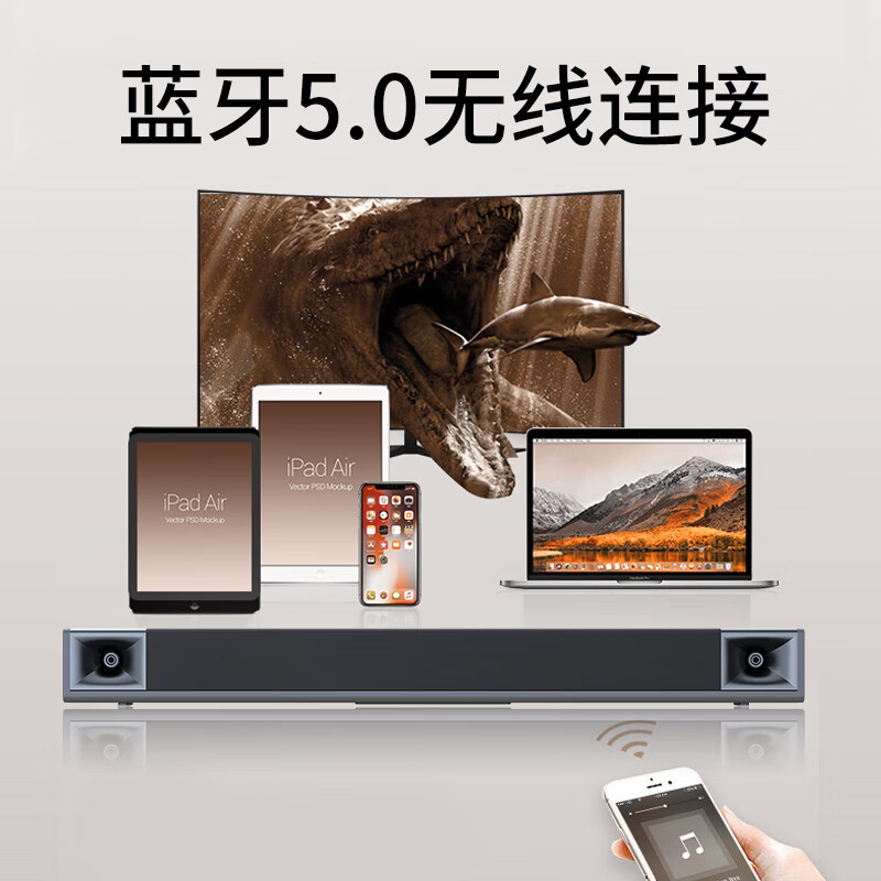 Newmine Echo Wall Audio TV Audio Home Theater Karaoke Audio Home Living Room Speaker Wall Mount Audio Sound Bar Double Wheat Version