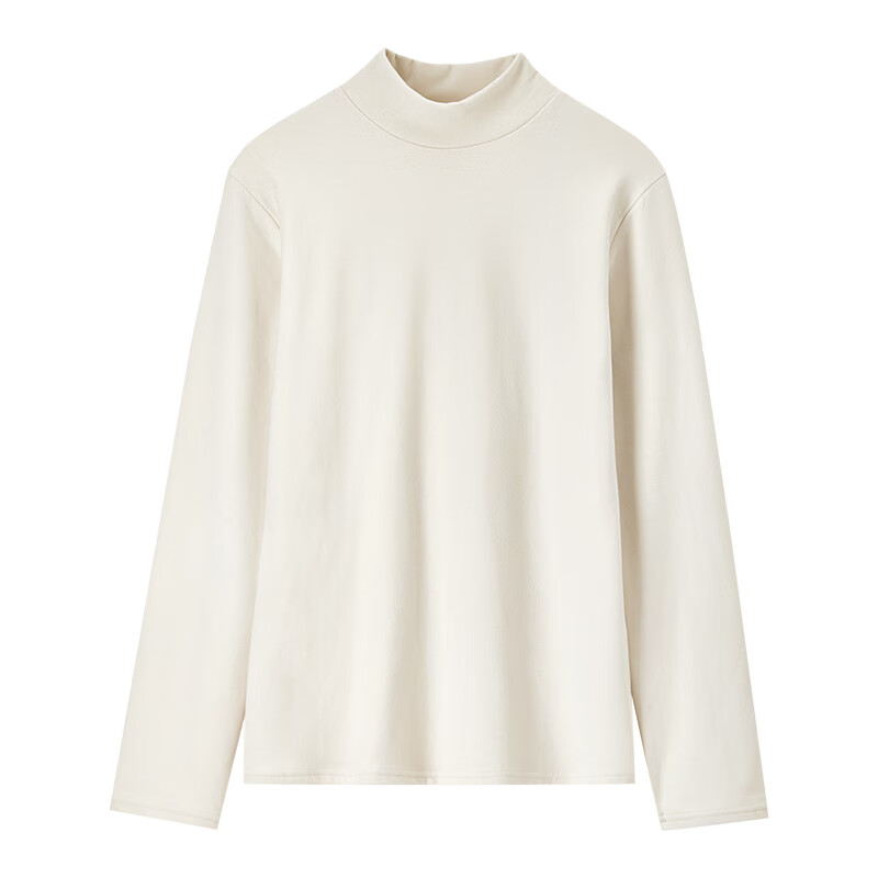 Shandubila's 24th winter new product warm coconut velvet semi-high stand-up collar bottoming shirt brushed T-shirt women's autumn and winter new inner top Milk Tea Apricot L