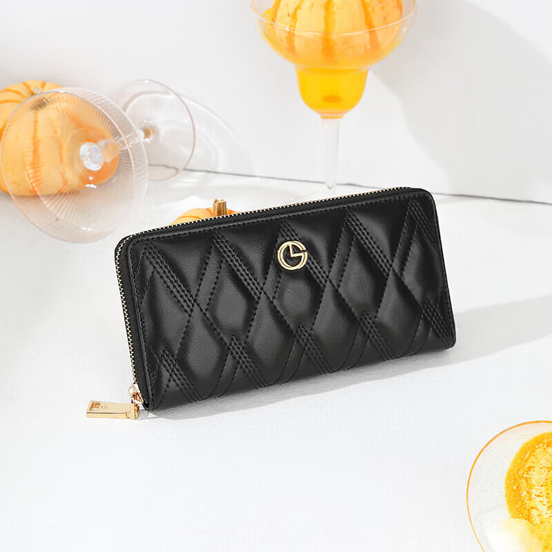 Goldlion Women's Wallet Fashionable Long Zipper Wallet Money Clip Gift Box New Year's Gift Valentine's Day Gift Giving