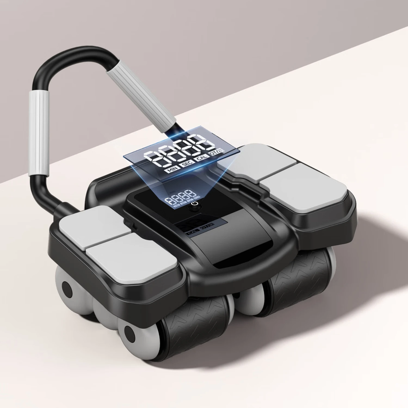 Abdominal wheel automatic rebound home elbow support exercise abdominal muscle wheel flat support fitness equipment abdominal curling roller for men and women black smart upgrade + strong rebound + kneeling pad + counter