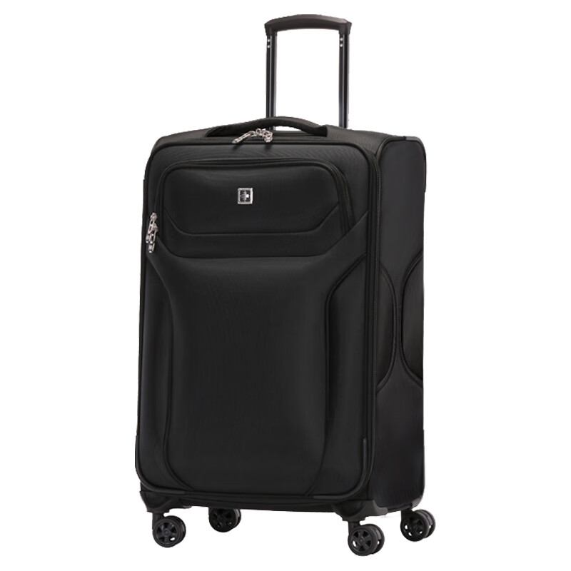 SUISSEWIN Xiangxing trolley cloth box wear-resistant and scratch-resistant Oxford cloth 28-inch large-capacity travel checked lightweight suitcase black