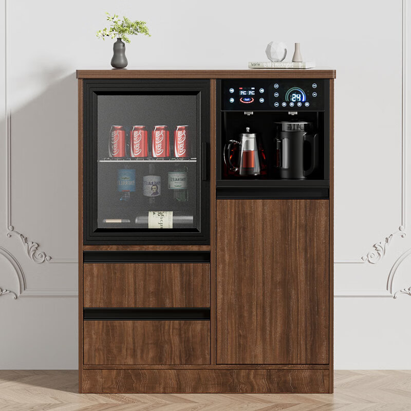 MEILINGDA high-end new solid wood tea bar machine fully automatic intelligent remote control multi-functional ice and hot water dispenser bottle disinfection cabinet living room tea and water integrated cabinet sideboard cooling and heating solid wood 837 (refrigerator refrigerated) ice warm