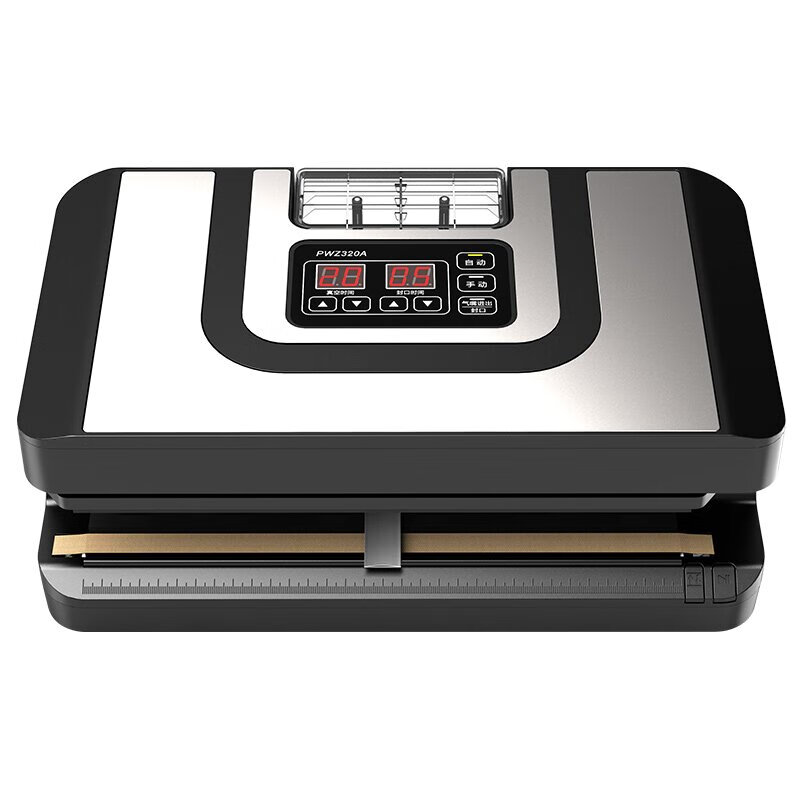 ShineYe Press-free commercial bag-free vacuum sealing machine Wet and dry vacuum packaging machine Food preservation machine Fully automatic plastic sealing machine Main picture video model PWZ320A Press-free + foot pedal / sealing width 32 cm 6mm