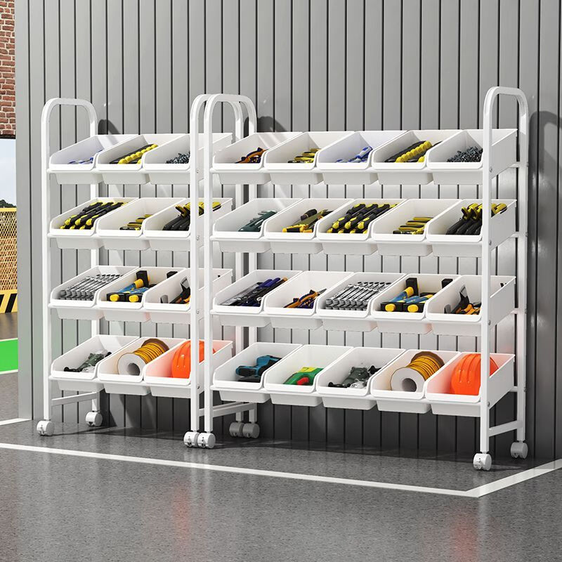 Runhuanian oblique hardware parts box shelf classification screw wrench tool box multi-functional hardware storage cart storage rack widened version 3 layers-9 boxes preferred carbon steel shelf + boutique hardware box