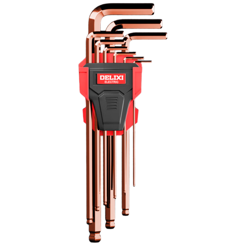 Delixi Electric Hexagonal Wrench Set Hardware Repair Tools Hexagonal Screwdriver S2 Steel 9-piece Set Extra Long Flat Head/Ball Head