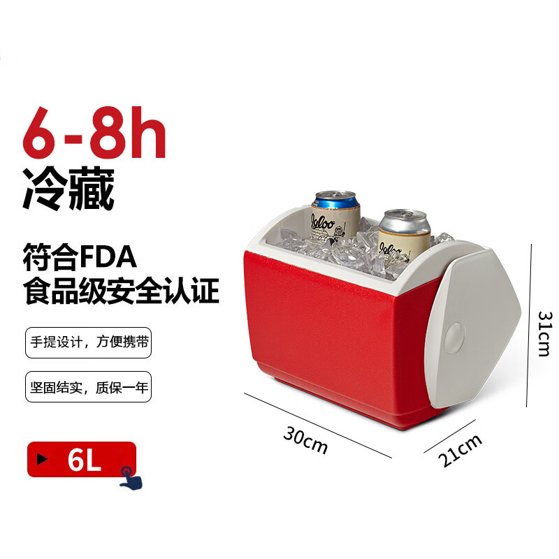 IGLOOIGLOO imported outdoor mini incubator car-mounted breast milk food and medicine insulation and fresh-keeping camping refrigerator 6L portable 6L-red
