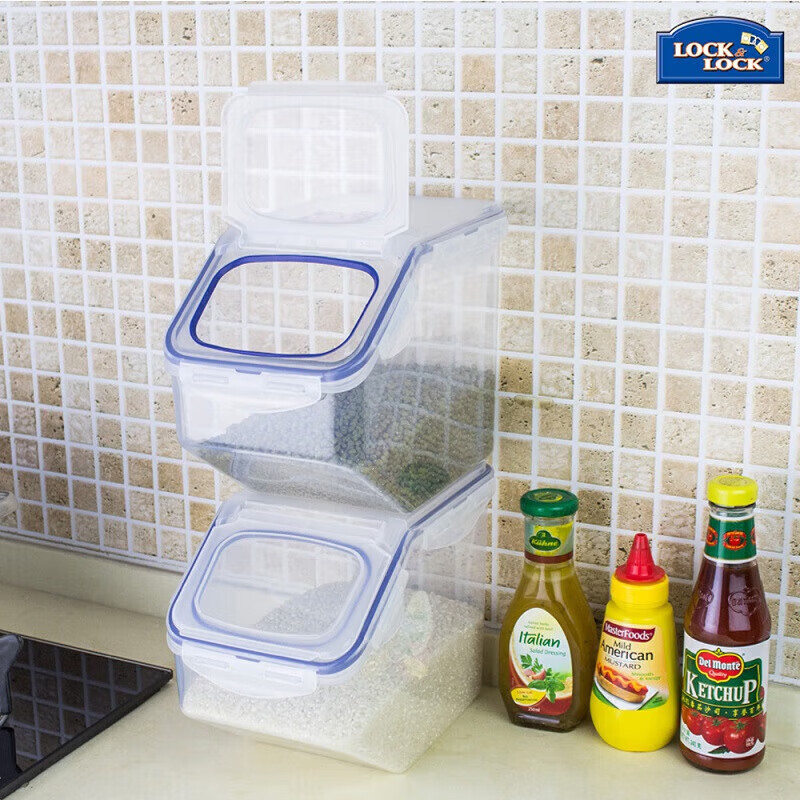 LOCK&LOCK kitchen plastic grain storage rice box, grain moisture-proof and insect-proof fresh-keeping storage container set of two (5L*2)