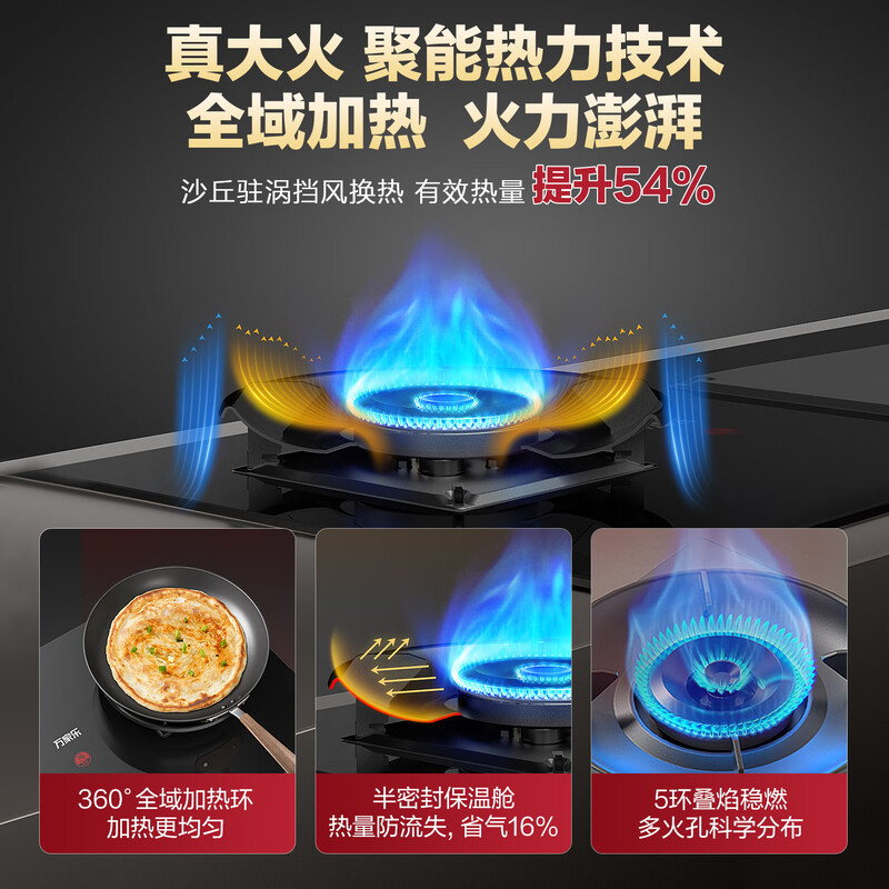 Macro gas stove, Little Hurricane C6S 5.2kw high-power stove, 70% high thermal efficiency, table-embedded dual-use, replacement, no-expansion, high-temperature anti-scalding stove, can be adapted to open-hole natural gas stoves