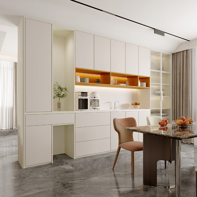 Quanyou (QUANU) Whole House Customized Sideboard Integrated Wall Cabinet Guest Dining Room Side Cabinet Storage Cabinet Vitality Diary Particle Board 10 Custom Cabinets (Contact Customer Service for Specific Plans)