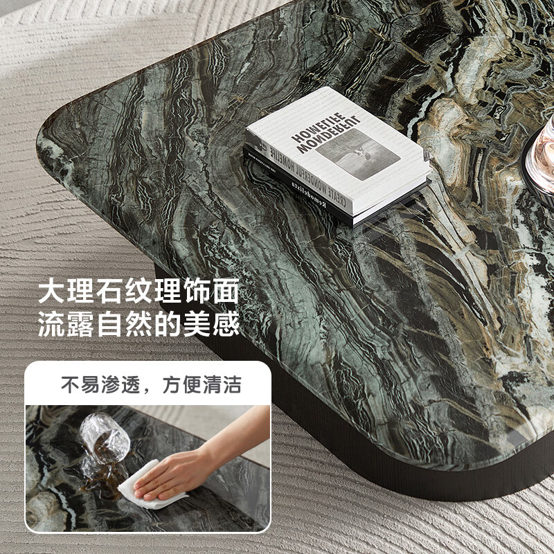 Lin's home living room household light luxury high-end coffee table small apartment high-end tea table Lin's Wood Industry NK1L black + quicksand black LS403L2-A square coffee table