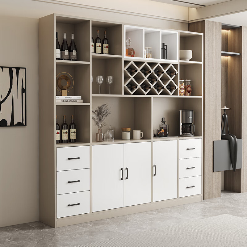 Hongsen set wine cabinet living room sideboard integrated wall cabinet simple modern display cabinet high cabinet bar cabinet can be customized gray + white door - length 120 width 30 height 200