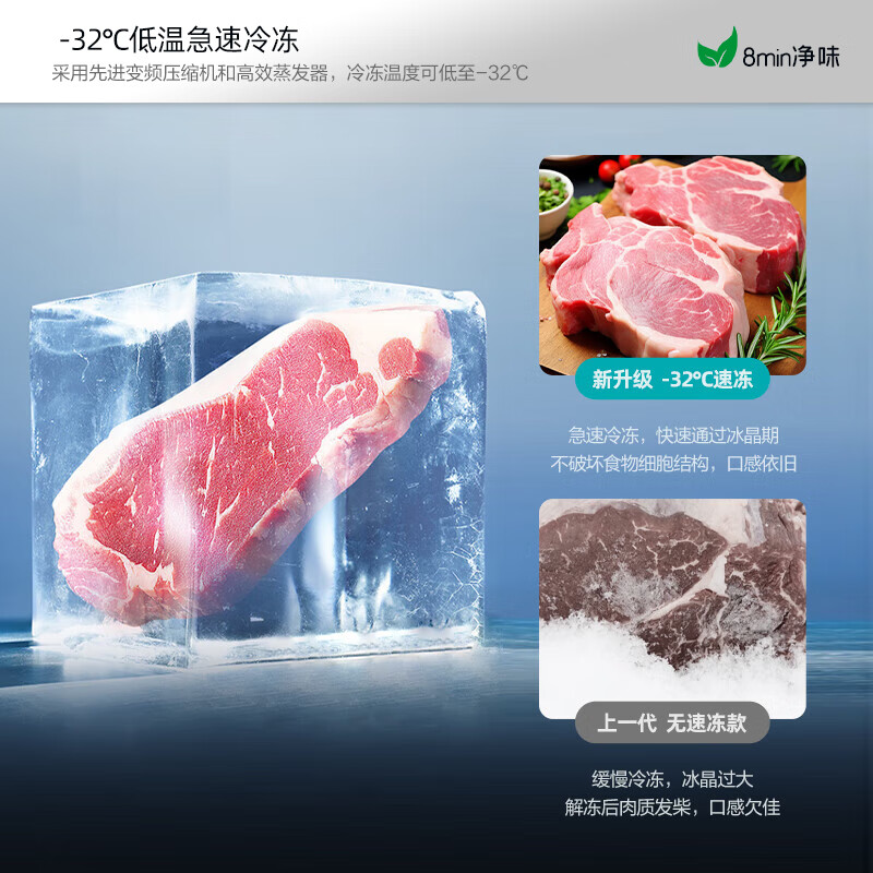 Konka 402-liter cross-door refrigerator 8-minute odor-cleaning ultra-thin first-level dual-cycle air-cooled frost-free large-capacity household AR-426WPEG4 national subsidy