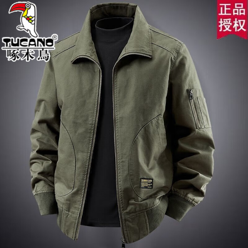 Woodpecker Jacket Men's Autumn and Winter 2025 New Pilot Cotton Work Jacket Fashionable Loose Casual American Retro Camel Brand Special Price Clearance Pickup L Recommend wearing 115-130 catties