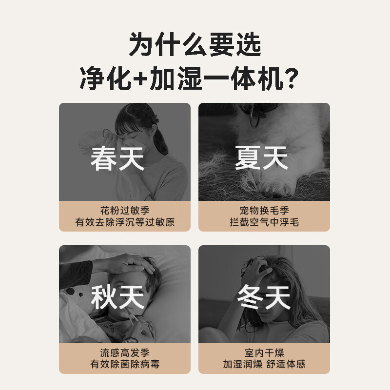 Air purifier made in Tokyo, household mist-free humidification, purification and humidification all-in-one machine, removes formaldehyde smoke particles, removes odors, floating hair purifier, allergens, Kongbao Mijia Intelligent Control