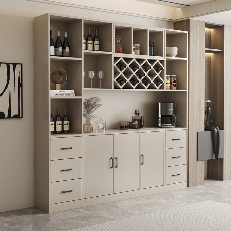 Hongsen set wine cabinet living room sideboard integrated wall cabinet simple modern display cabinet high cabinet bar cabinet can be customized gray + white door - length 120 width 30 height 200