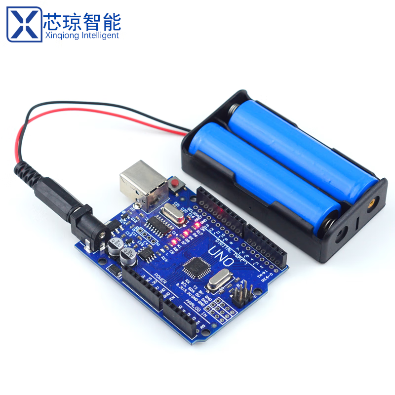 Robot battery suitable for Arduino UNO R3 motherboard mobile power supply rechargeable 7.4V battery box + 18650 battery (two pieces)