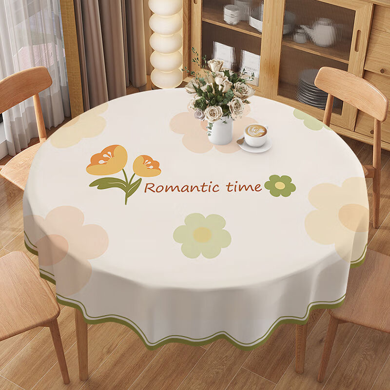 Baifei round table tablecloth waterproof, oil-proof, anti-scalding, no-wash hotel round table mat cover cloth, PVC round tablecloth tablecloth, full of flowers, waterproof, oil-proof, no-wash, round tablecloth diameter 140cm