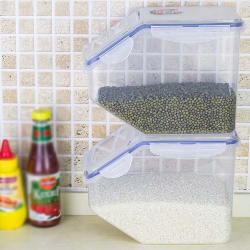 LOCK&LOCK kitchen plastic grain storage rice box, grain moisture-proof and insect-proof fresh-keeping storage container set of two (5L*2)