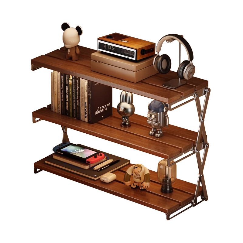 HALODN desktop multi-layer simple bookshelf multi-functional student desk storage rack iron art installation-free can be placed on the desktop installation-free foldable (wrought iron plate) length 40cm