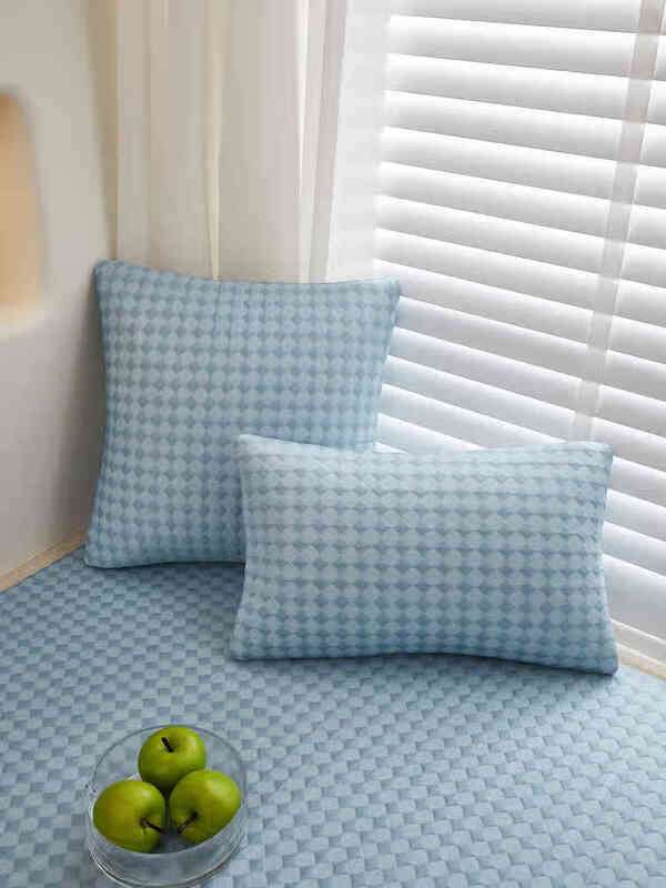 Nanbomaru 2025 new summer cool bean bay window mat anti-skating silk thickened window sill sponge cushion balcony mat tatami houndstooth-pink 90*240cm