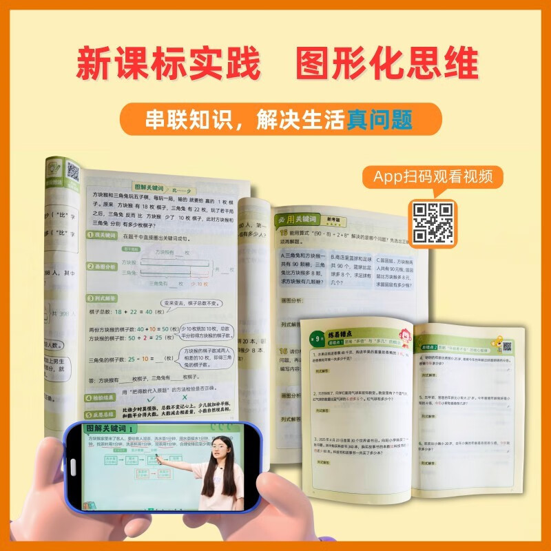 Spark Thinking Primary School Mathematics Keyword Illustrated Application Questions, 3 volumes for beginners, national version, special training for grades 1-2, problem-solving skills tutorial book, synchronous exercise book