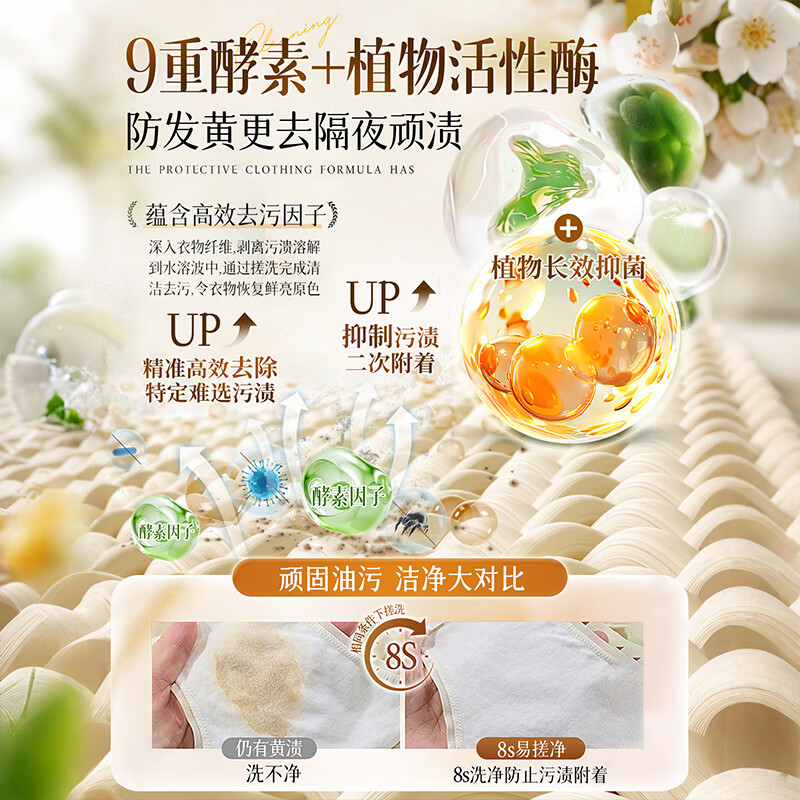 DOSCOO Enzyme Laundry Detergent Lasting Fragrance 72 Hours Bacteria and Mite Removal Laundry Detergent Nano Stain Removal Fragrance Perfume Laundry Detergent 8-fold enzyme super clean 丨 1 pump breaks down 12 major stains 1 bottle 10 pounds, removes mites, inhibits bacteria and stains, stays fragrant for 15 days after 1 use