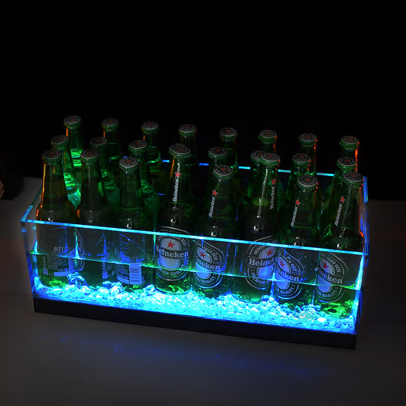 Huili Bar KTV luminous ice bucket rectangular large commercial ice cube plastic beer frame basket set 12 pieces of gram white light can be customized specifications