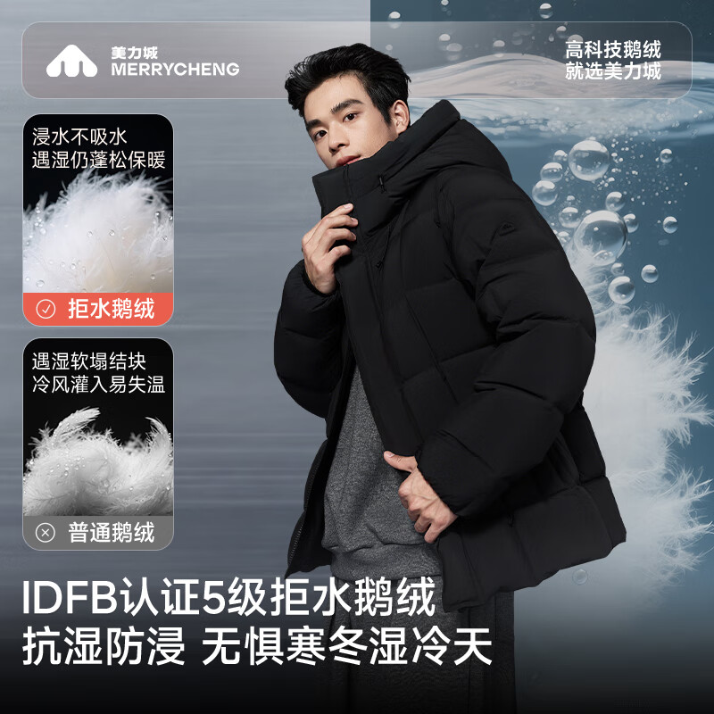 Meili City Luzhuo Same Style Down Jacket Men's Thickened Warm Versatile Goose Down Top Jacket 009 Obsidian Black XL