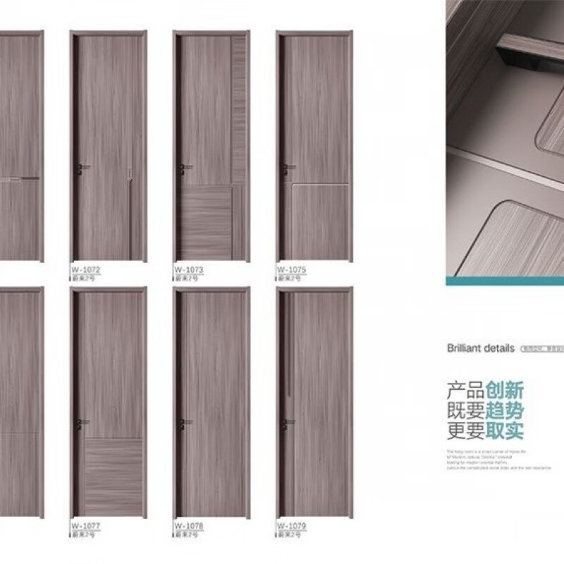 Meikejie Ecological Solid Wood Composite Door Paintless Bedroom Carbon Crystal Carbon Fiber Soundproof Room Study Customized Home Door Door Panel + Door Cover + Hardware Lock () Style and Size Consult Customer Service for Customization