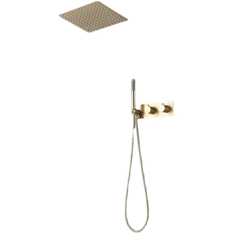 Hansgrohe concealed wall-mounted constant temperature canopy shower black embedded hidden pre-embedded ceiling shower set brushed gold (top spray 30X30cm)