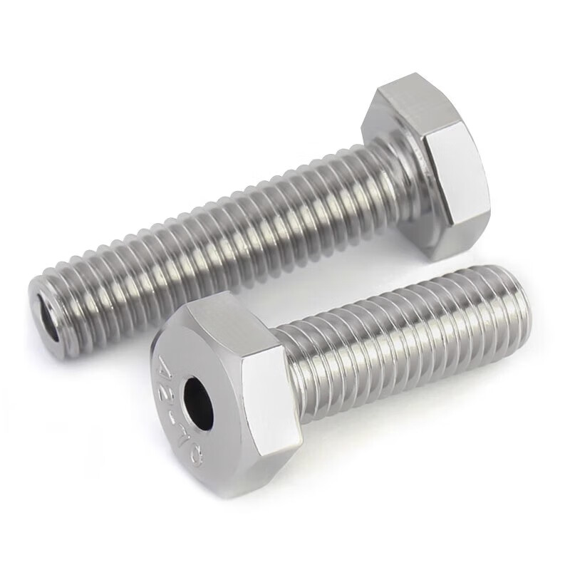 Jinchao 304 stainless steel external hexagonal hollow screw hollow bolt mask machine threading screw M6M8M10M12 M10*16 hole 5.2 mm (1 set) with nut