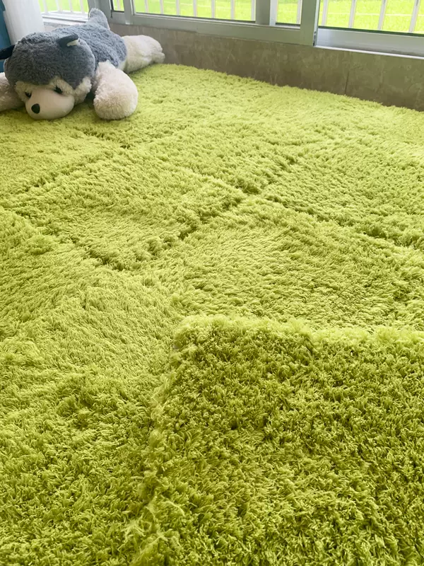 Cake Velvet Spliced Floor Mat Bedroom Full Floor Thick Puzzle Carpet Living Room Balcony Bay Window Mat Can Be Cut and Machine Washed White Environmentally Friendly Carpet 31cmx31cmx1.0cm (pack of 12 pieces) The store manager recommends thick and long pile