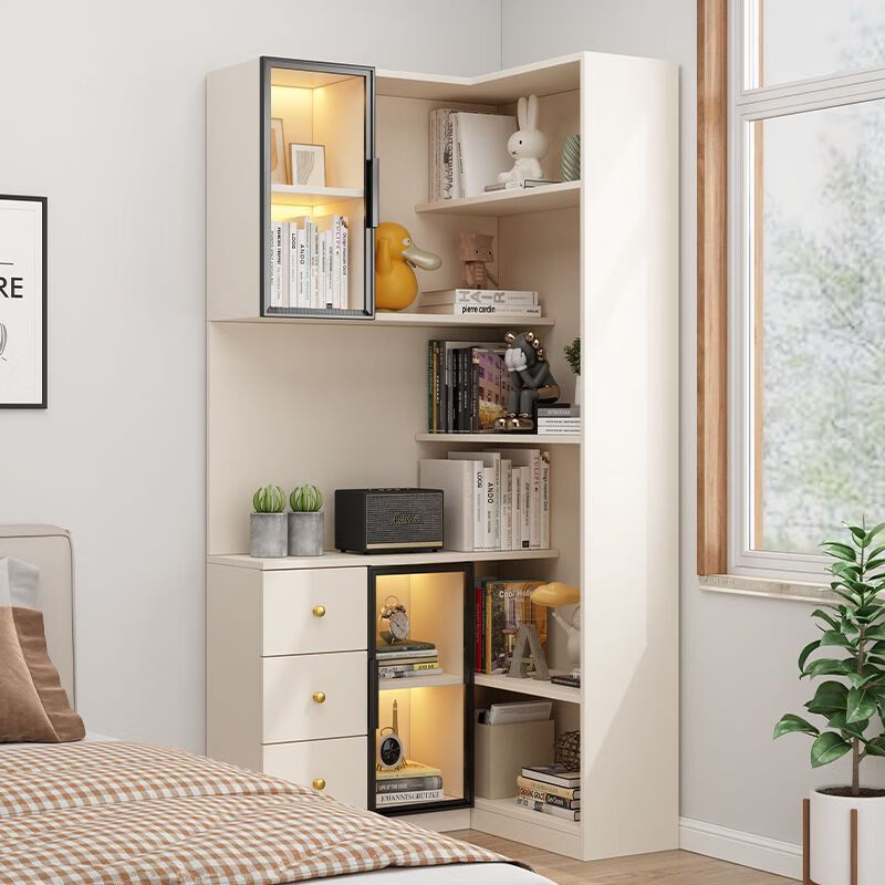 Saint-Louis solid wood corner cabinet corner cabinet corner storage cabinet floor-to-ceiling wall-integrated storage bedside corner bookcase can be customized solid wood multi-layer board style C3 left length 90*width 80*height 200