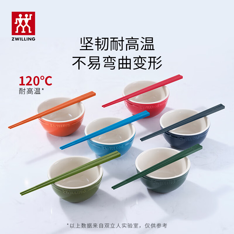 ZWILLING Chopstick Set Long Chopsticks Non-slip Antibacterial High Temperature Resistant Tough Wear Resistant Home Serving Tableware Antibacterial Dopamine Colored Chopsticks-251mm 6 Pairs