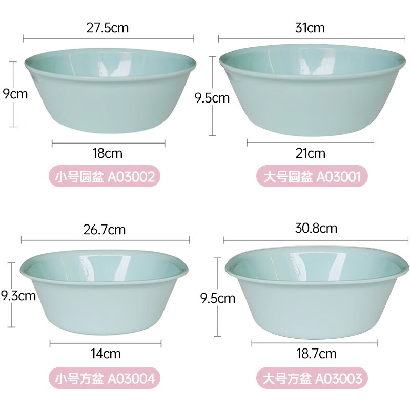 Camellia (CHAHUA) plastic washbasin baby washbasin baby washbasin home bathroom supplies children's butt basin light blue_1 small square basin