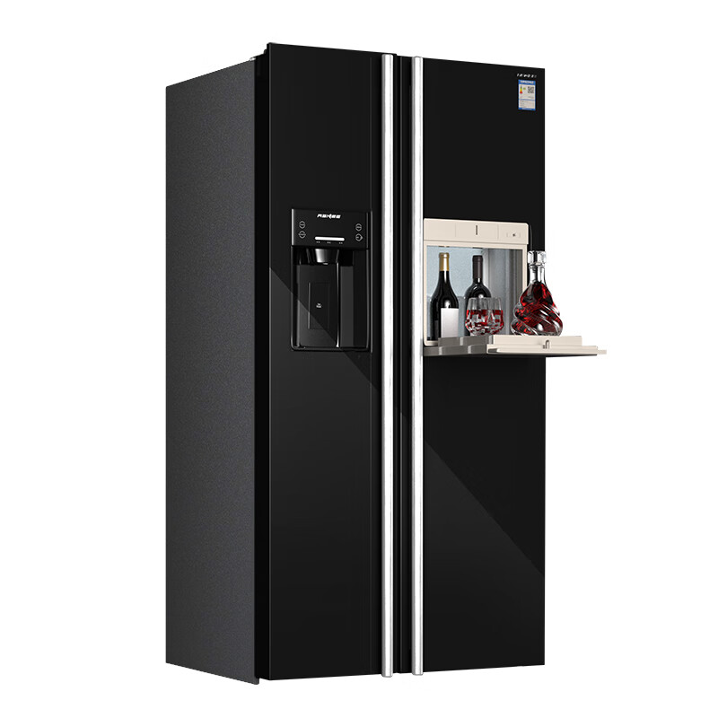 Siemens ice refrigerator double-door ice machine black tempered glass air-cooled frost-free double-door automatic with water source faucet-glass door ice refrigerator
