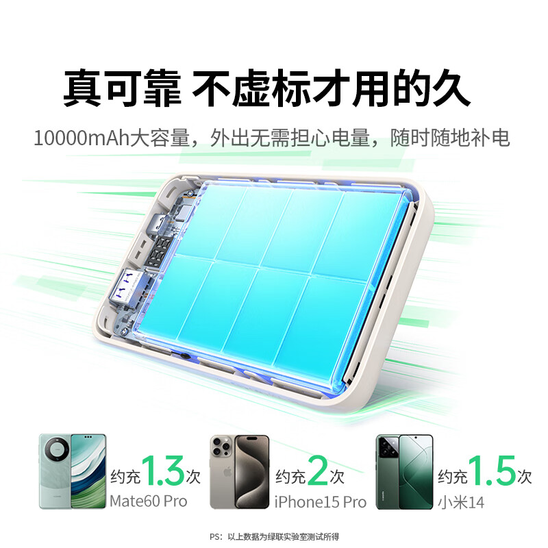 Green Alliance 3C certified aircraft power bank for iPhone 17 10000 mAh 22.5W fast charging portable large capacity power bank suitable for Apple 17PM Xiaomi Huawei