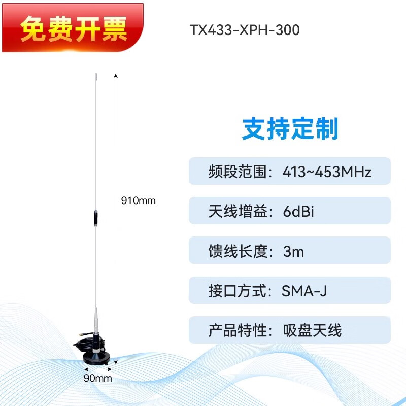 Ebyte RS232/485 Wireless Data Transmission Radio LoRa Spread Spectrum SX1262/1268 Module Automatic Relay Network DTU 433 Band Suction Cup Antenna TX433-XPH-300
