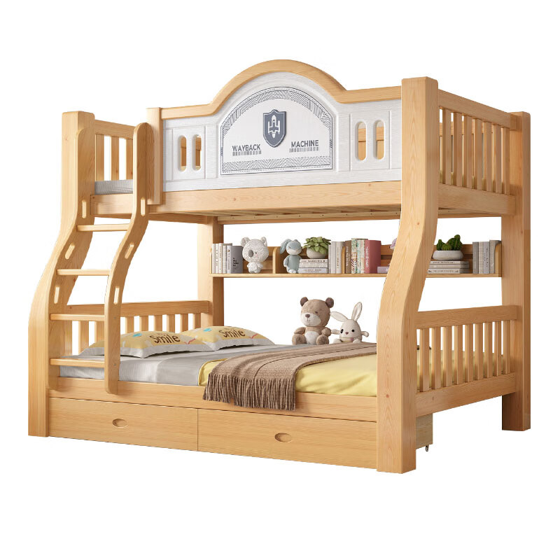 St. Burton free installation children's bunk bed solid wood high and low bed bunk bed bunk bed two-layer wooden bed double bed ladder cabinet + bookshelf + double drawer + mattress upper 130 lower 150